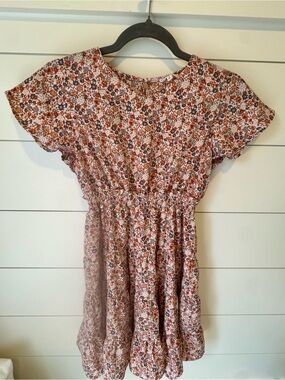 Hayden Girls Orange Floral Ruffle Hem Dress